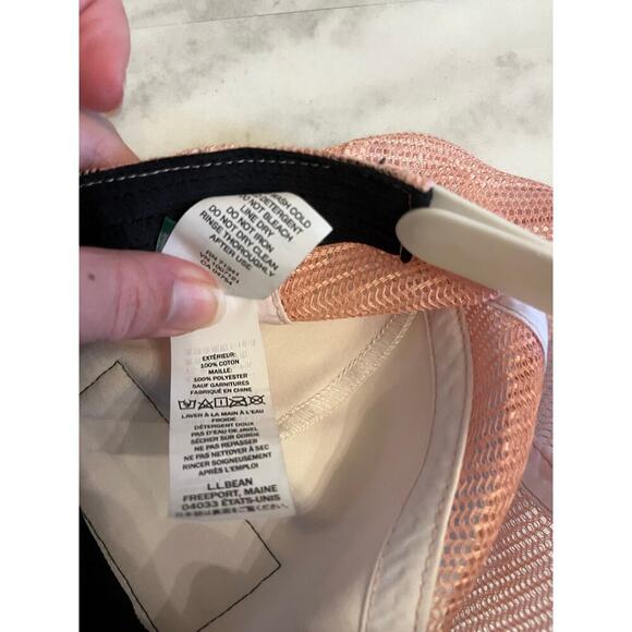 Vintage LL Bean Logo Trucker Hat Cap Embroidered Patch Mesh Snapback Pink OSFM - Picture 5 of 6